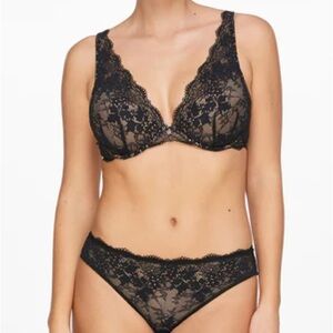Thirdlove 24/7 Lace Uplift All Day Plunge Bra 32 D Black